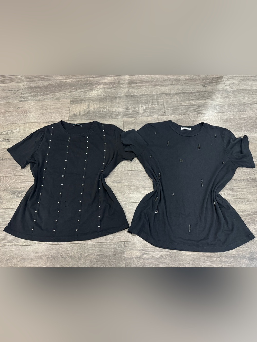 Zara Black Short Sleeve Tee with Stud Detail